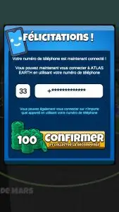 Confirmation de validation de compte Atlas Earth